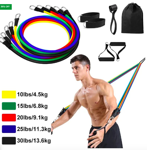 Home GYM Combo - 3 in 1 Combo (Resistance Band for Physical Exercise + ADJUSTABLE HAND GRIP + 9 in 1 Push Up Board) - Image 2