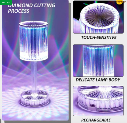 Crystal Diamond Table Lamp - Image 2