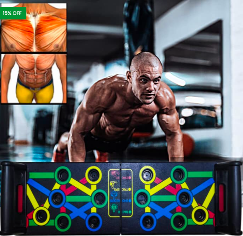 Home GYM Combo - 3 in 1 Combo (Resistance Band for Physical Exercise + ADJUSTABLE HAND GRIP + 9 in 1 Push Up Board) - Image 4